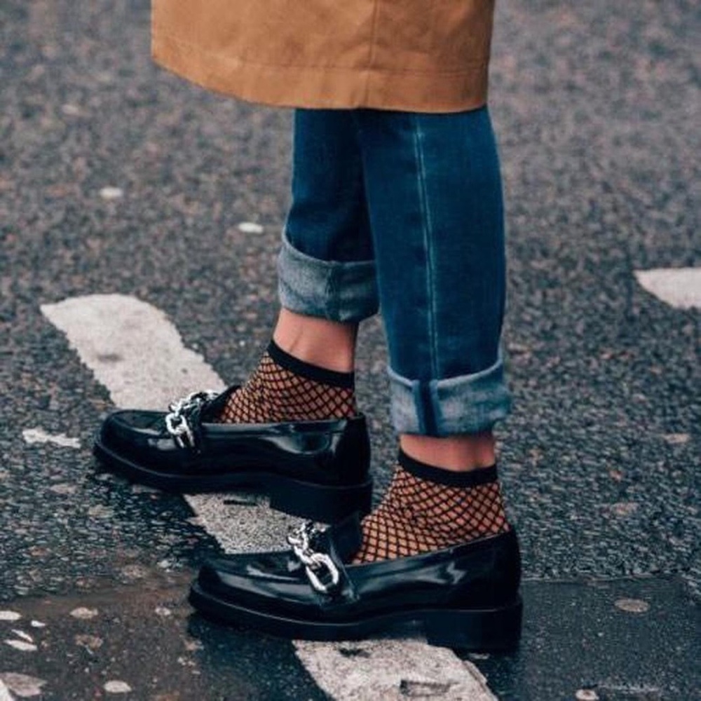 black fishnet ankle socks